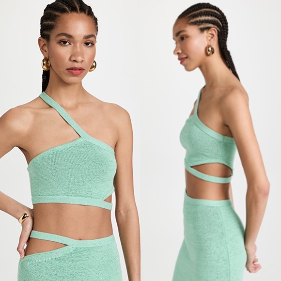 cult gaia Tops - Cult Gaia Sanura Smocked Knit Top Aloe